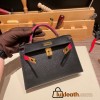 Hermes kelly20 epsom19cm 89 /Black (Noir)& I6/ Rose Extreme Gold Hardware Full Handmade kellymini-067