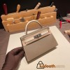 Hermes kelly20 epsom19cm 8C /Elephant Grey&10/ Craie Silver Hardware Full Handmade kellymini-068