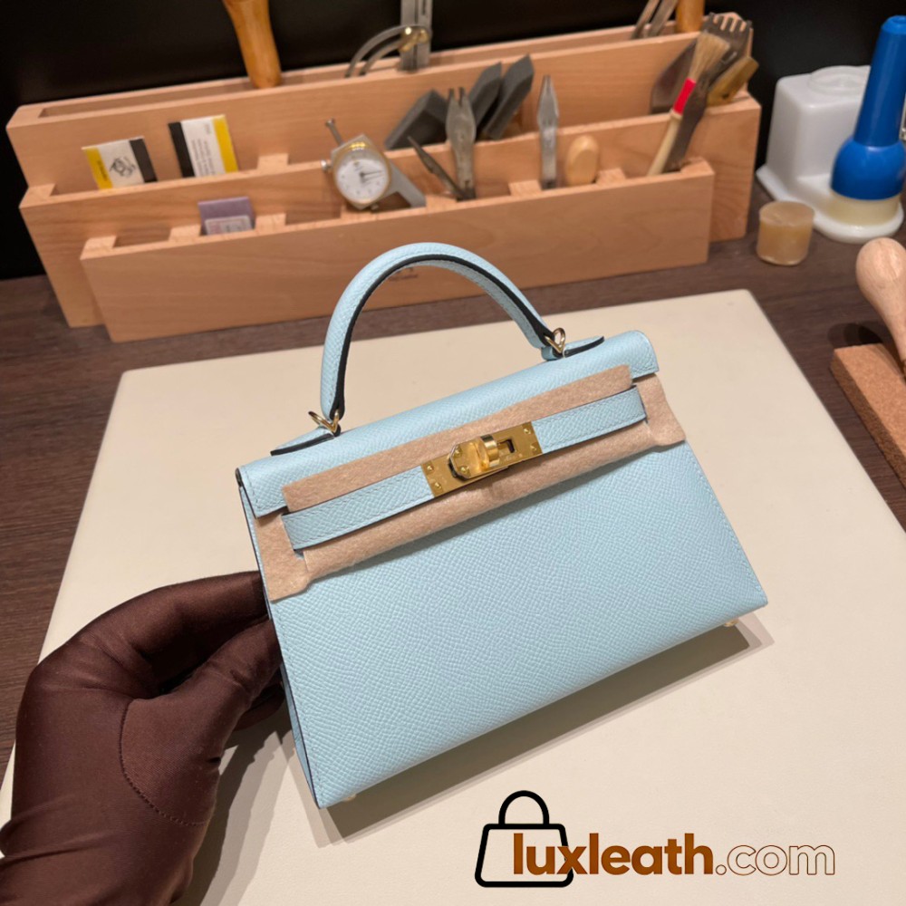 Hermes kelly20 epsom19cm 0L/ Gris Meyer Gold Hardware  Full Handmade kellymini-076