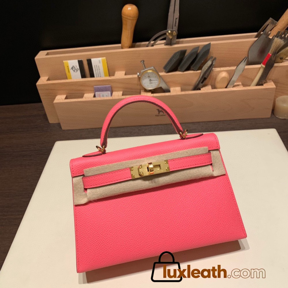 Hermes kelly20 epsom19cm Gold Hardware 9H/Soleil & 01 /White Gold Hardware Full Handmade kellymini-079