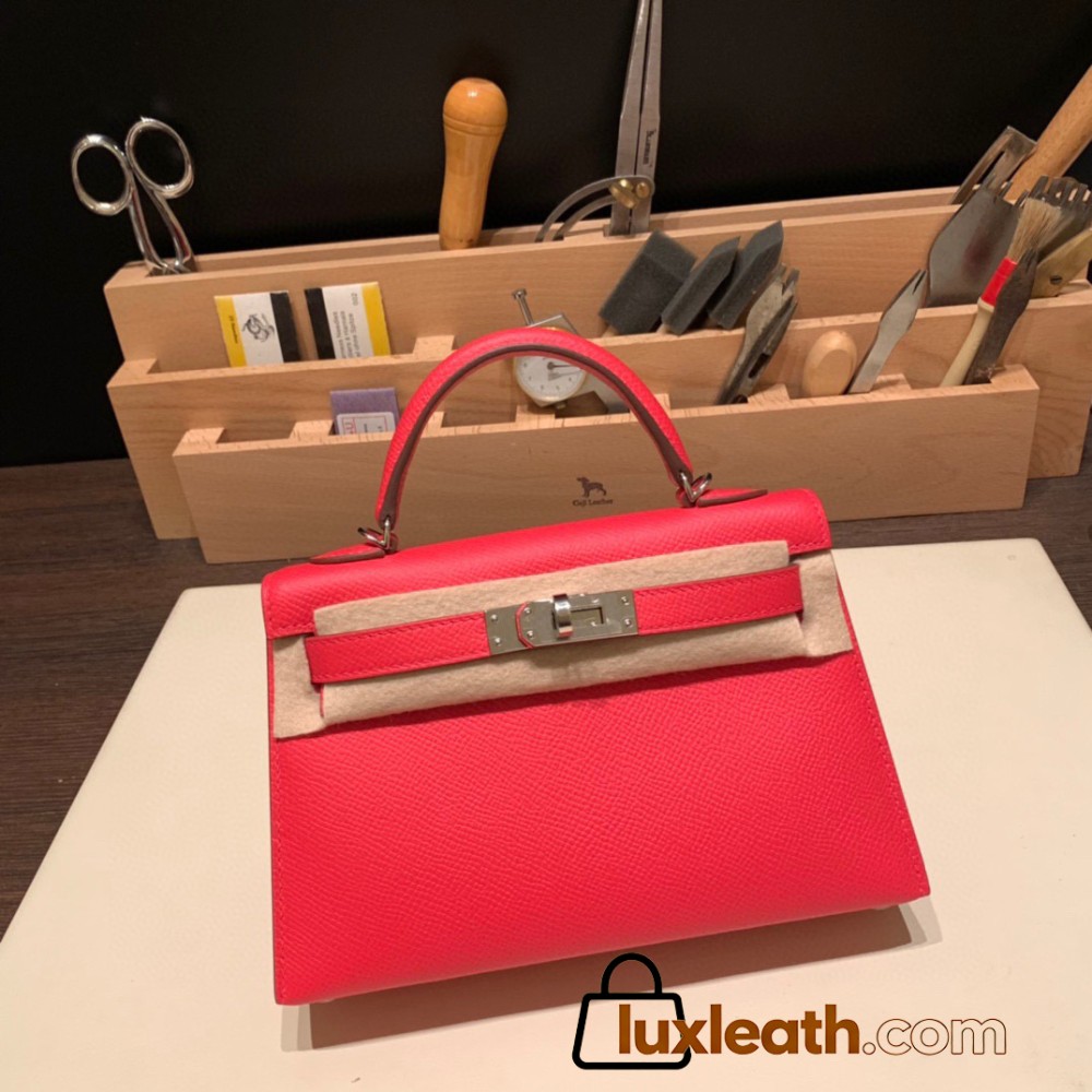 Hermes kelly20 epsom19cm 10 /Craie & 8F/Etain Gold Hardware  Full Handmade kellymini-083