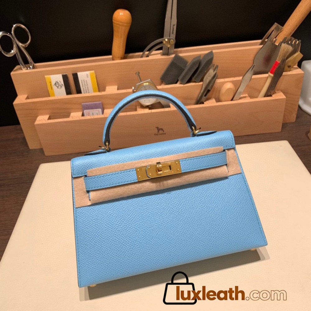 Hermes kelly20 epsom19cm I6 /Rose Extreme Silver Hardware  Full Handmade kellymini-085