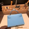Hermes kelly20 epsom19cm I6 /Rose Extreme Silver Hardware  Full Handmade kellymini-085