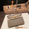 Hermes kelly20 epsom19cm 9H/Soleil & 01/White (Blanc) Gold Hardware Full Handmade kellymini-087