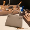Hermes kelly20 epsom19cm 18/Étoupe Grey Gold Hardware Full Handmade kellymini-088