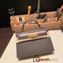 Hermes kelly20 epsom19cm Silver Hardware 18 /Étoupe Grey Silver Hardware Full Handmade kellymini-089