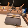 Hermes kelly20 epsom19cm Silver Hardware 18 /Étoupe Grey Silver Hardware Full Handmade kellymini-089