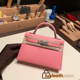 Hermes kelly20 epsom19cm 2S /Sesame Silver Hardware  Full Handmade kellymini-094