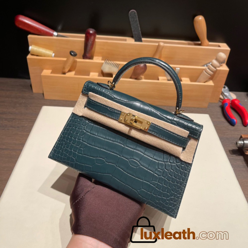 Hermes kelly20 epsom19cm Silver Hardware 1Q/Rose Confetti Silver Hardware Full Handmade kellymini-095