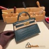 Hermes kelly20 epsom19cm Silver Hardware 1Q/Rose Confetti Silver Hardware Full Handmade kellymini-095