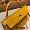 Hermes kelly20 Alligateor Crocodile 19cm J5 /Rose Scheherazade Gold Hardware Full Handmade kellymini-098