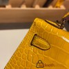 Hermes kelly20 Alligateor Crocodile 19cm J5 /Rose Scheherazade Gold Hardware Full Handmade kellymini-098