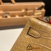 Hermes kelly20 Alligateor Crocodile 19cm 9D /Jaune Ambre Gold Hardware  Full Handmade kellymini-099