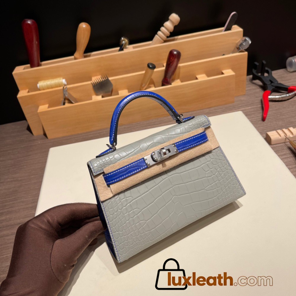 Hermes kelly20 Alligateor 2H/Kraft Gold Hardware Full Handmade kellymini-100