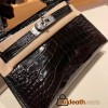 Hermes kelly20 Alligateor 80/ Pearl Grey& 7T /Blue Electric Silver Hardware Full Handmade kellymini-101