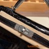 Hermes kelly20 Alligateor 80/ Pearl Grey& 7T /Blue Electric Silver Hardware Full Handmade kellymini-101