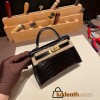 Hermes kelly20 Alligateor 89/ Black (Noir) Silver Hardware Full Handmade kellymini-102