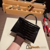 Hermes kelly20 Alligateor 89/ Black (Noir) Silver Hardware Full Handmade kellymini-102