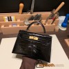 Hermes kelly20 Alligateor crocodile 24/Tabac Camel Gold Hardware Full Handmade kellymini-104