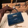 Hermes kelly20 Alligateor crocodile 89 /Black (Noir) Gold Hardware Full Handmade kellymini-105