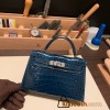 Hermes kelly20 Alligateor crocodile 89 /Black (Noir) Gold Hardware Full Handmade kellymini-105