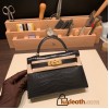 Hermes kelly20 Alligateor crocodile W0 /Vert Bosphore Silver Hardware Full Handmade kellymini-106