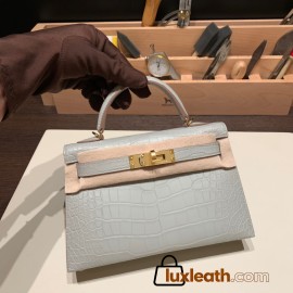 Hermes kelly20 Alligateor crocodile 89/ Black (Noir) Gold Hardware Full Handmade kellymini-107