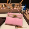Hermes kelly20 Matte Mini Kelly Alligateor crocodile 80 /Pearl Grey Gold Hardware Full Handmade kellymini-108