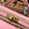 Hermes kelly20 Matte Mini Kelly Alligateor crocodile 80 /Pearl Grey Gold Hardware Full Handmade kellymini-108