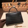 Hermes kelly20 Matte Mini Kelly Alligateor crocodile 5P /Pink Gold Hardware Full Handmade kellymini-109