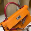  Silver Hardware   93/ Orange & K1/ Rouge Grenat  Epsom   Full Handmade   Kelly mini 