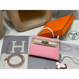 Gold Hardware1Q/ Rose Confetti  & 10 /Craie   Epsom   Full Handmade   Kelly mini 