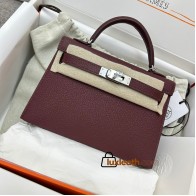 Silver Hardware   55/ Rouge H     Chevre  Full Handmade   Kelly mini   