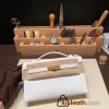  01 /White (Blanc) Gold Hardware  kelly pochette  Epsom 