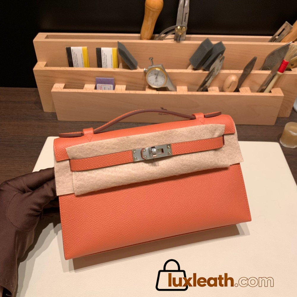  3L /Rose Tea Silver Hardware  kelly pochette  Epsom 