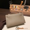  18/Étoupe Grey Silver Hardware  kelly pochette  Epsom 