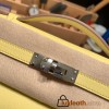  1Z /Jaune Poussin  Silver Hardware いkelly pochette  swift 