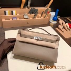  18 /Étoupe Grey (Étoupe) Silver Hardware  全手縫いkelly pochette  swift 