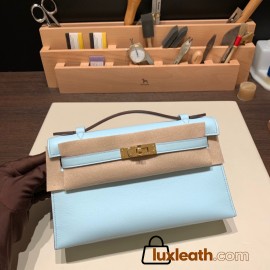  7R /Azur Gold Hardware kelly pochette  swift 