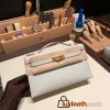  80 /Pearl Grey Gold Hardware kelly pochette  swift 