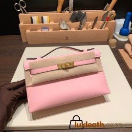  3Q/ Rose Sakura Gold Hardware kelly pochette  swift 