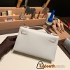  80 /Pearl Grey Silver Hardware kelly pochette  swift 