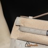 ostrich kelly pochette  80/Pearl Grey (Gris Perle)   ，
