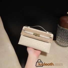 ostrich kelly pochette  3C/Parchemin  