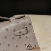 ostrich kelly pochette  M8/Gris Asphalt  
