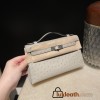 ostrich kelly pochette  4Z/Gris Mouette  