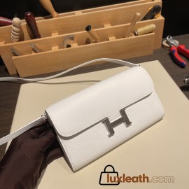 01/White (Blanc) / Silver Hardware   Full Handmade Kelly to go   epsom  