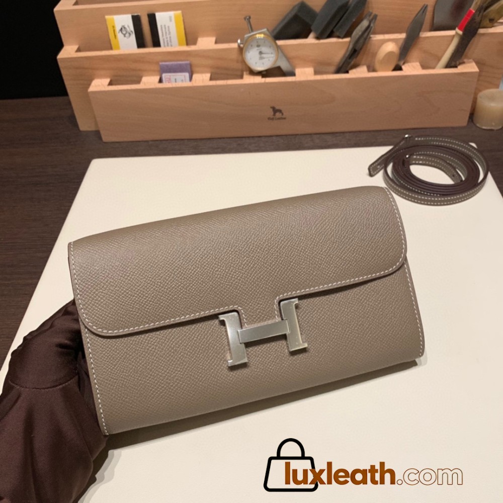 18/Étoupe Grey (Étoupe)   Silver Hardware Full Handmade Kelly to go   epsom  