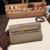  epsom  18/Étoupe Grey (Étoupe)   Gold Hardware  Full Handmade Kelly Wallet Long To Go  epsom 
