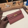  55/Rouge H   Gold Hardware   Full Handmade Kelly Wallet Long To Go   epsom  